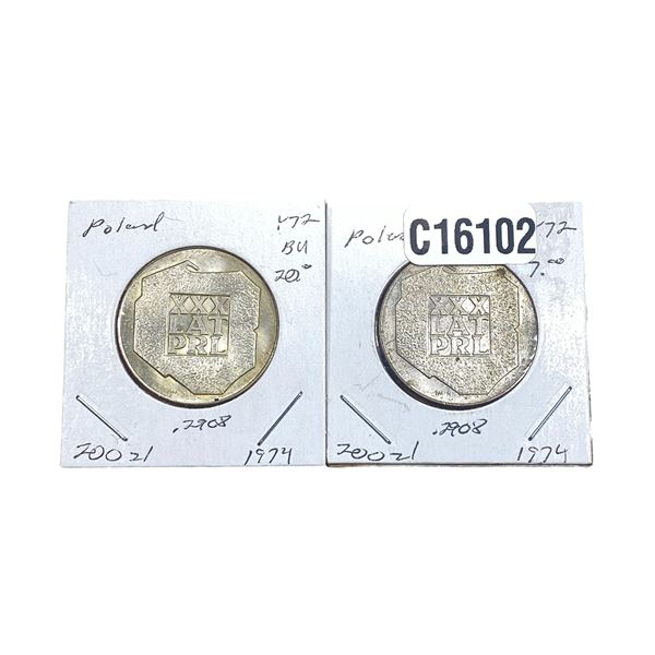 1974 Silver Poland 200 Zloyts MS