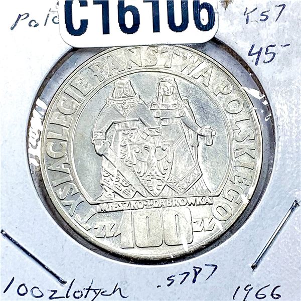 1966 Silver Poland 100 Zloyts MS