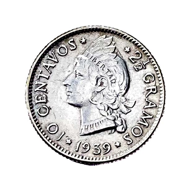 1939 Silver Dom. Rep. 10C MS
