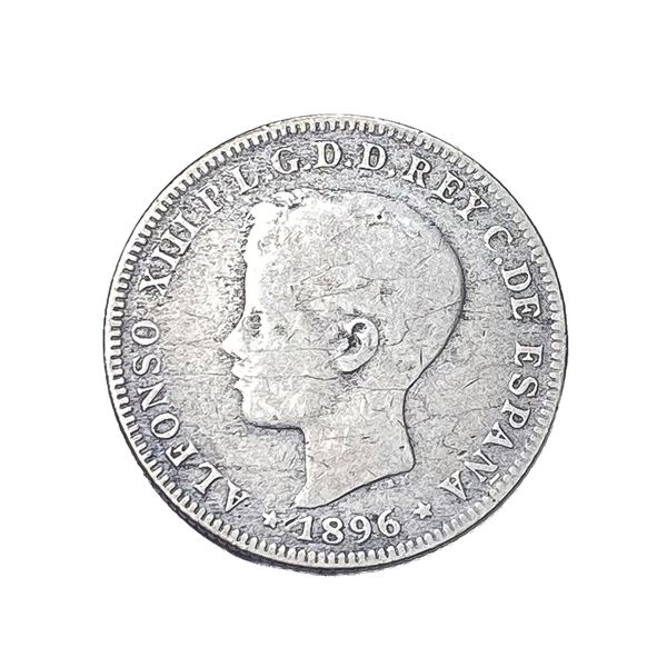 1896 Silver Puerto Rico 40C VF