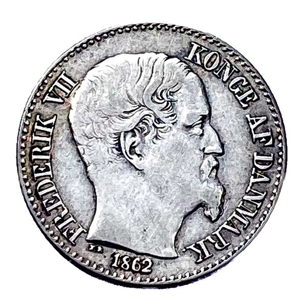 1862 Silver Dansk V. Mont 10C AU