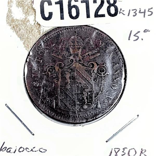 1850-R Papal States 1 Baiocchi AU