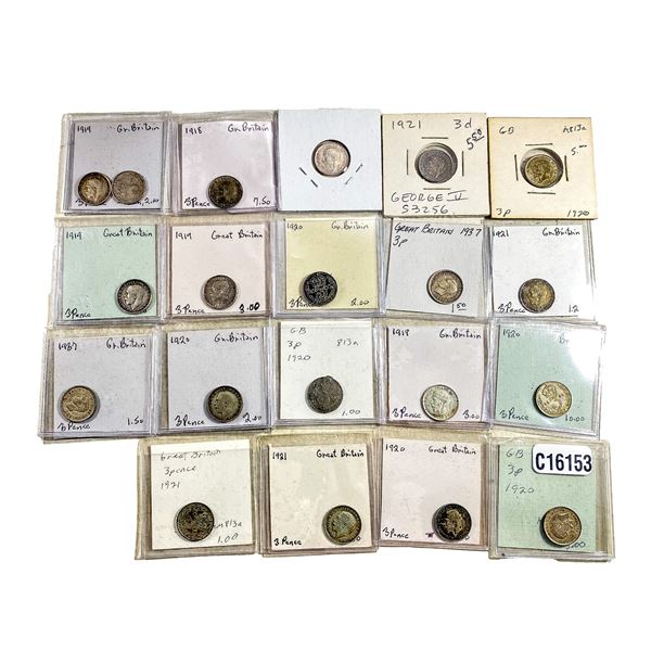 Various Dates Silver GB 3 Pence George V HIGH GRADE