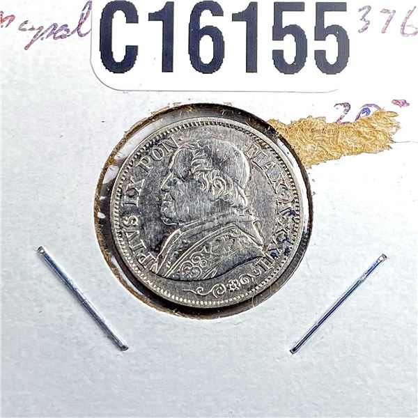 1868-R Silver Papal States 10 Soldi AU