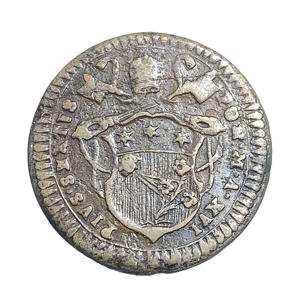 1791 Papal States Gubbio 1/2 Baiocco VF