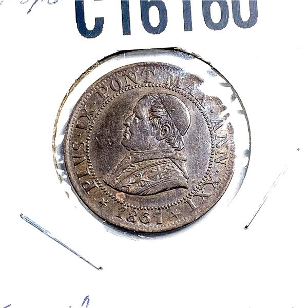 1867-R Papal States 1/2 Soldo AU