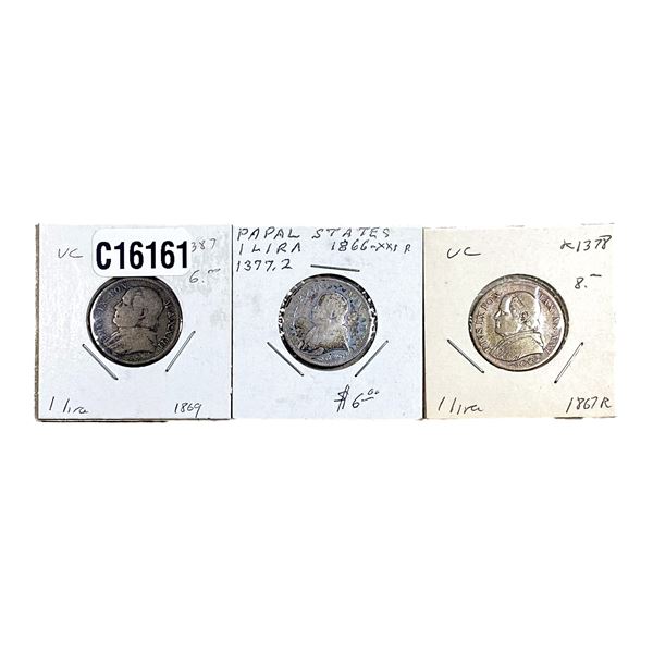 Various Dates Silver Papal States 1 Lira XF