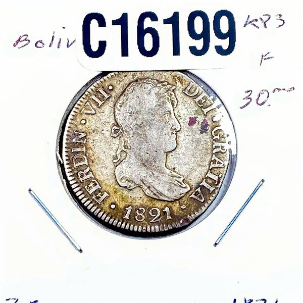 1821 Silver Bolivia 2R VF