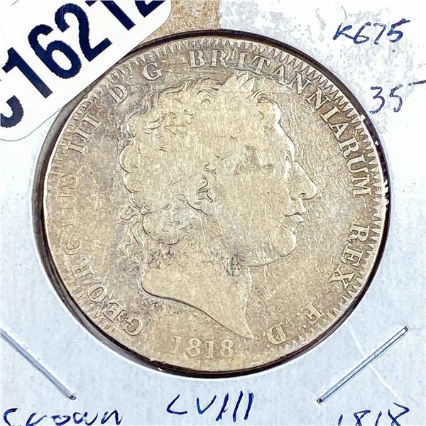 1818 Silver GB 1 Crown VF