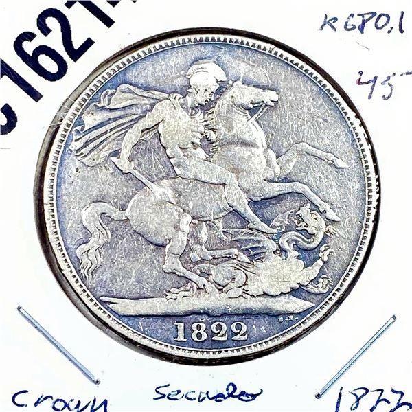 1822 Silver GB 1 Crown VF