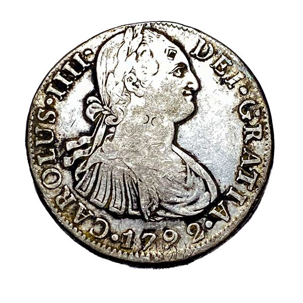1792 Mo Silver Mexico 8 Reales XF
