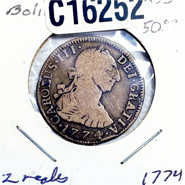 1774 Silver Bolivia 2 Reales AU