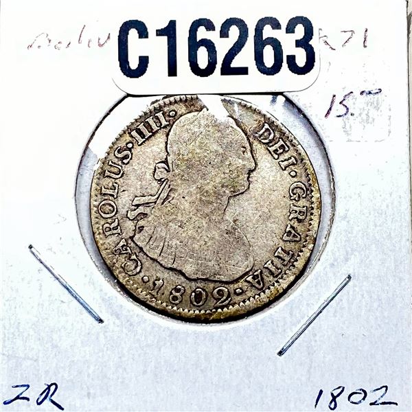 1802 Silver Bolivia 2 Reales VF