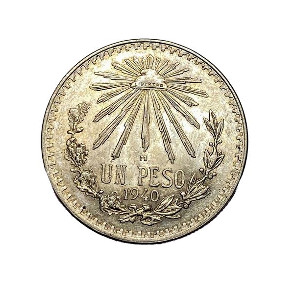 1940-M Silver Mexico 1 Peso MS