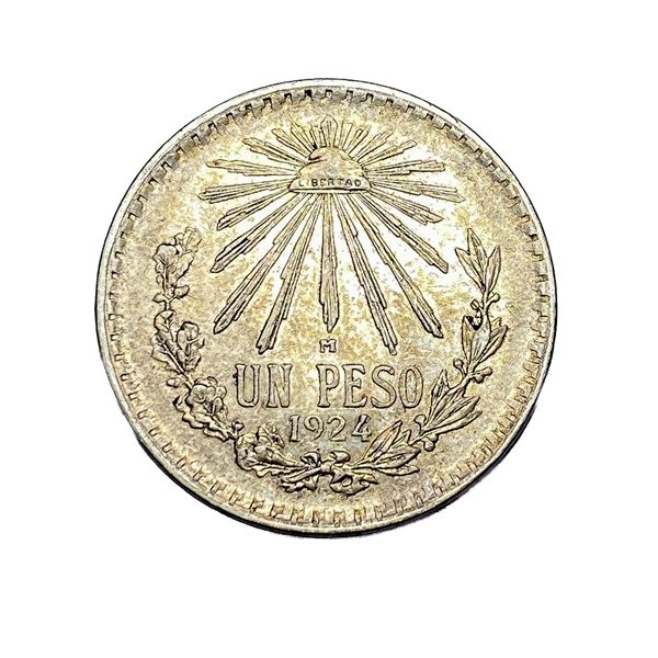 1924-M Silver Mexico 1 Peso AU
