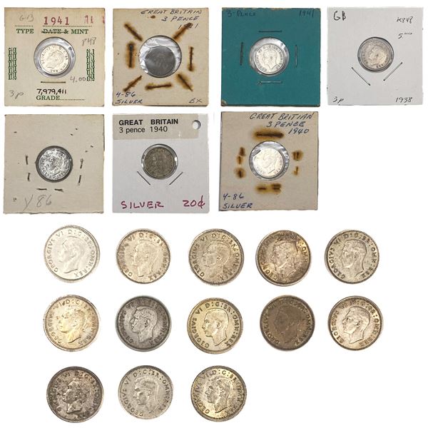 Various Dates Silver GB 3 Pence George VI HIGH GRADE