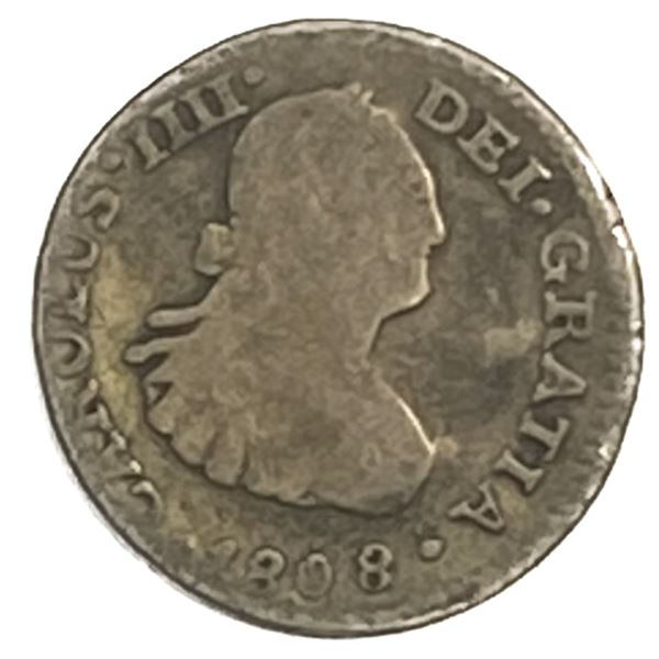 1808 Mo TH Silver Mexico 1/2 Peso VF
