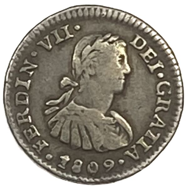 1809- Mo TH Silver Mexico 1/2 Reales XF