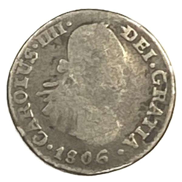 1806 Mo TH Silver Mexico 1/2 Reales VF