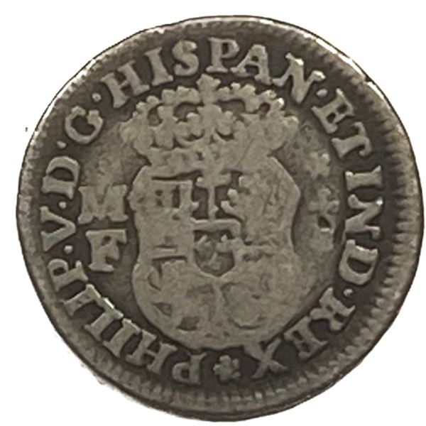 1735 Mo MF Silver Mexico 1/2 Reales VF