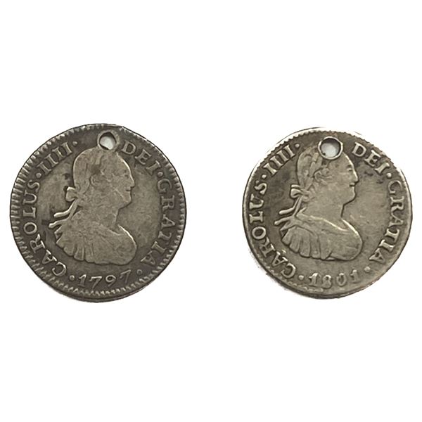 Various Dates Silver Spanish Colonial 1/2 Real Avg Circ