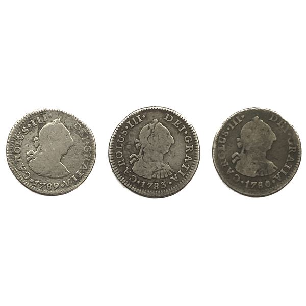 Various Dates Silver Spanish Colonial 1/2 Real Avg Circ