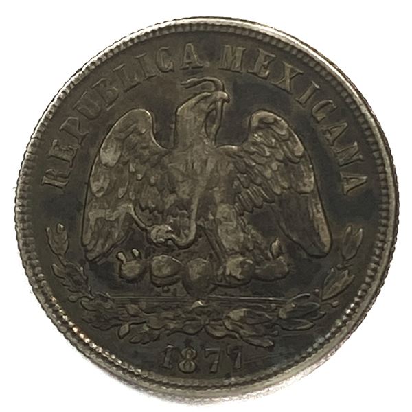 1877 Zo S Silver Mexico 50 Centavos XF