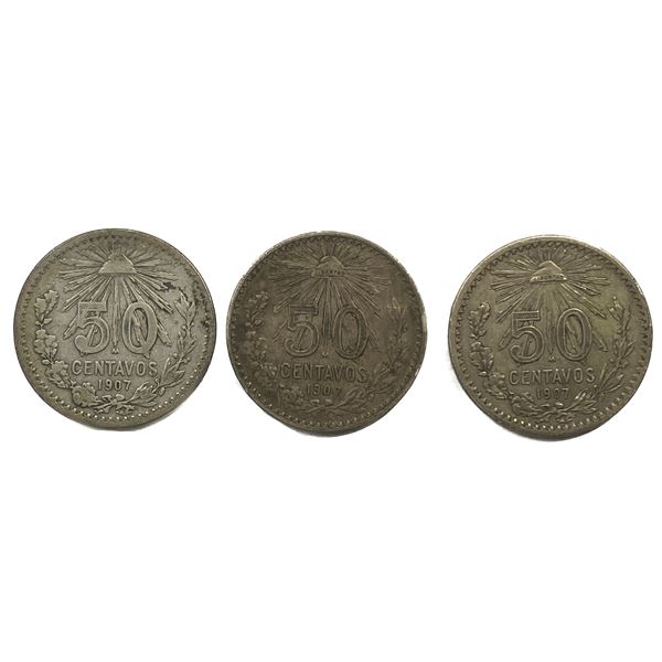 [3] 1907-M Silver Mexico 1 Peso VF