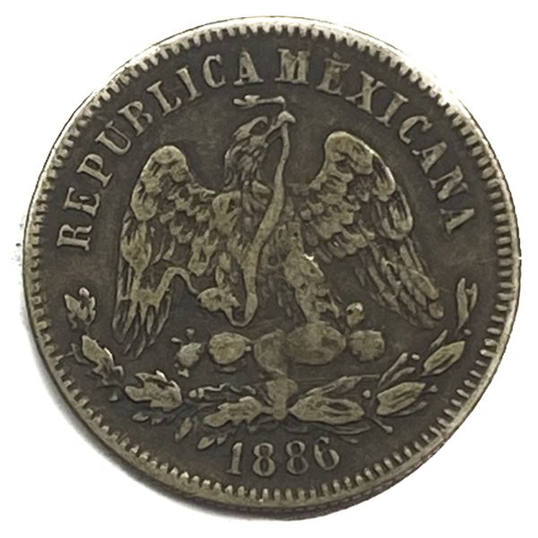 1886 Zs Z Silver Mexico 25 Centavos VF