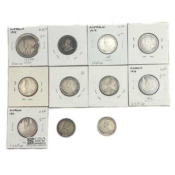 [11 Coins]1911-1935 Australia Silver Type Set