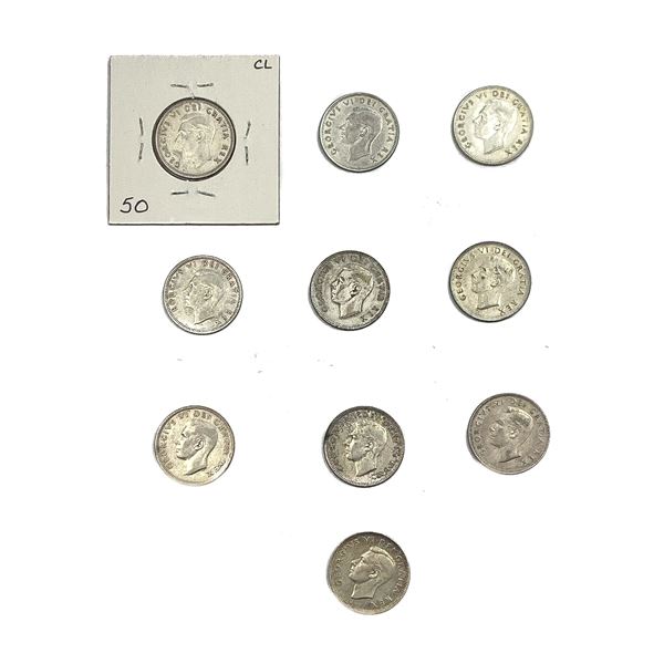 [10 Coins]1950 Canada Silver 25 Cents VF