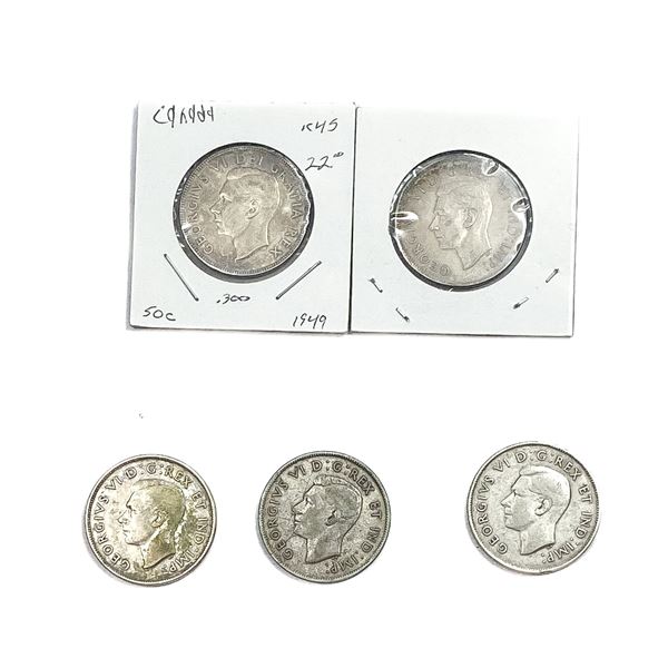 [5 Coins]1944-1949 Canada Silver 50 Cents HIGH GRADE