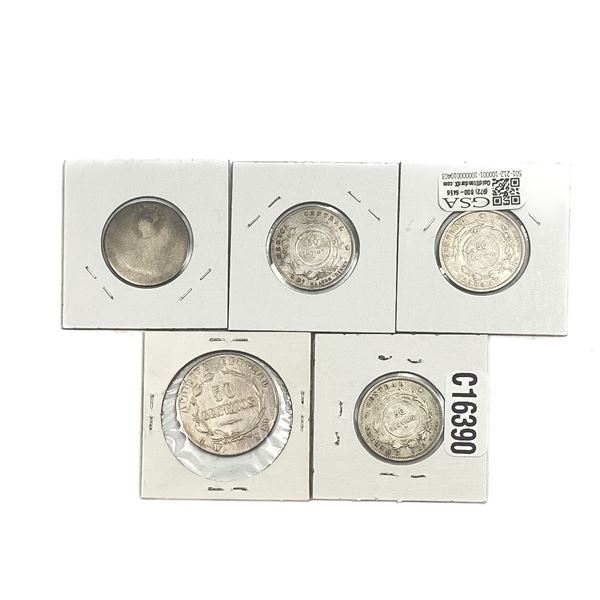 [5 Coins]1890-1923 Costa Rica Silver Type Coins