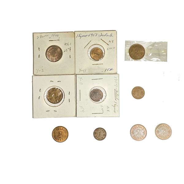 [10 Coins]1940-1959 Iceland 1 Eyrir/2 Aurar Set