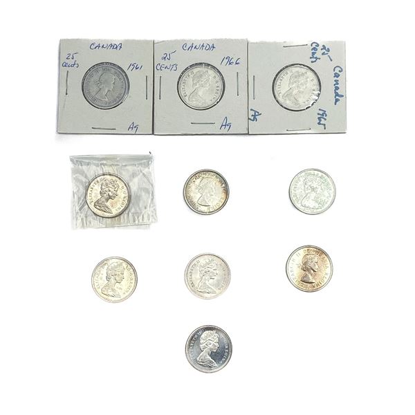 [10 Coins]1961-1967 Canada Silver 25 Cents HIGH GRADE