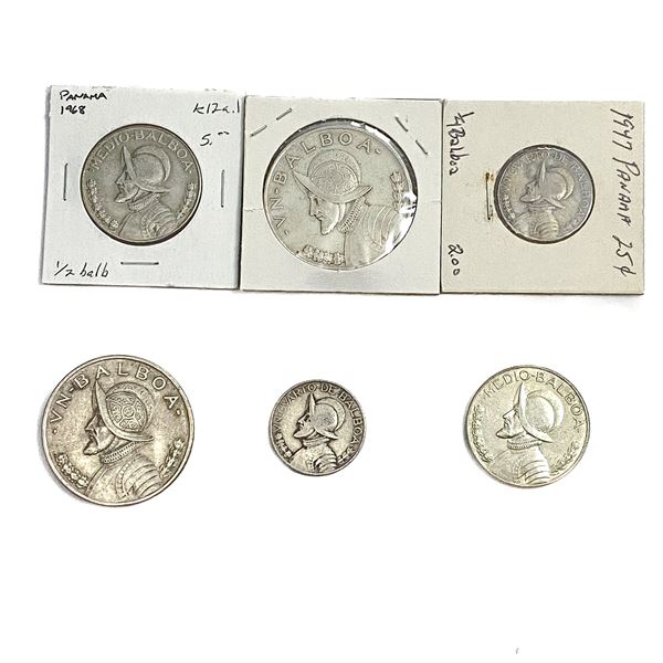 [6 Coins]1947-1968 Panama Silver Type Set