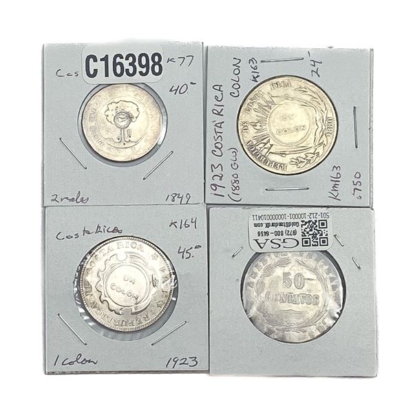 [4 Coins]1849-1923 Costa Rica Silver Type Coins