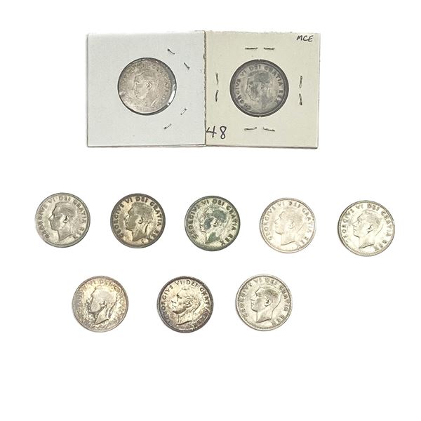 [10 Coins]1948-1950 Canada Silver 25 Cents