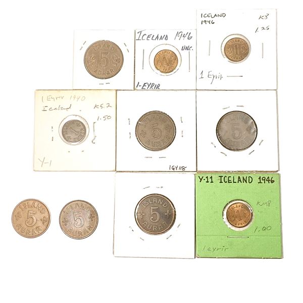 [10 Coins]1931-1946 Iceland 1 Eyrir/5 Aurar Set