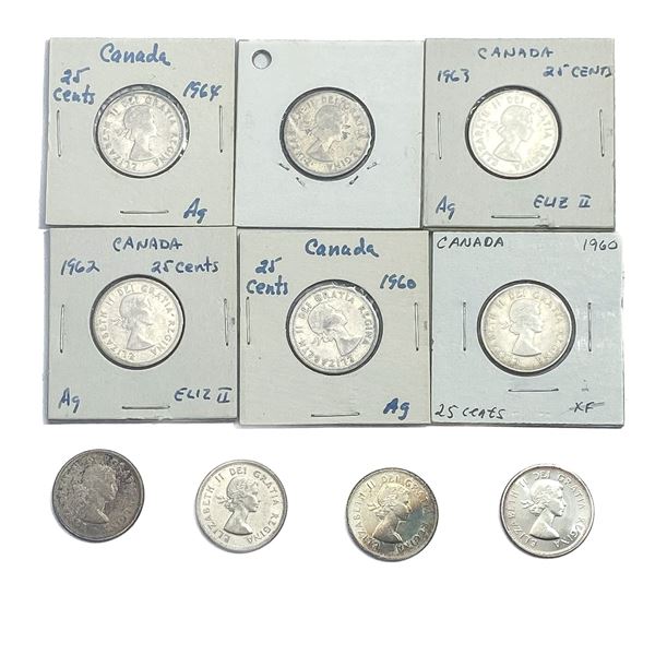 [10 Coins]1960-1964 Canada Silver 25 Cents HIGH GRADE