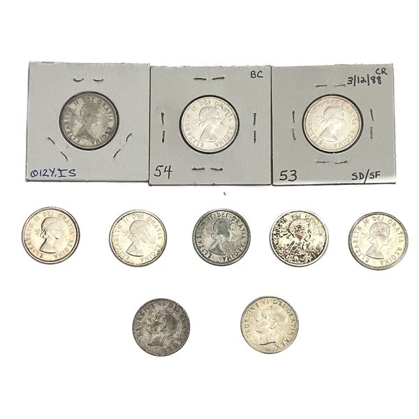 [10 Coins]1952-1956 Canada Silver 25 Cents Fine