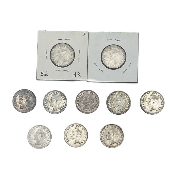 [10 Coins]1951-1952 Canada Silver 25 Cents Fine