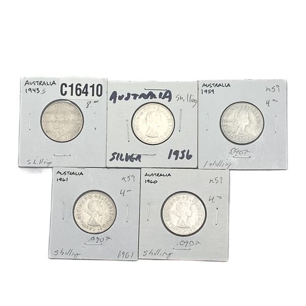 [5 Coins]1943-1961 Austrailia Silver Shilling