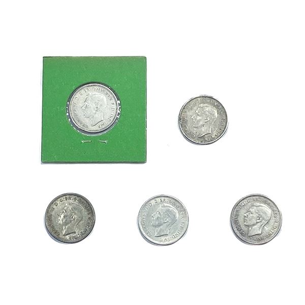 [5 Coins]1943 Austrailia Silver Shilling