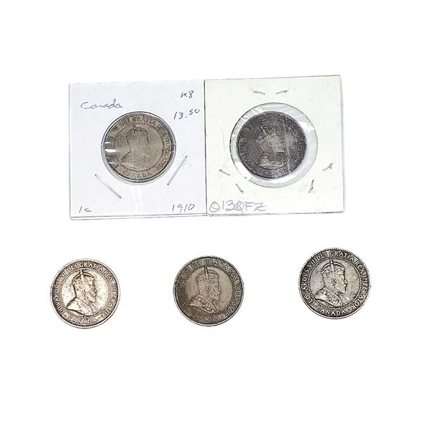 [5 Coins] 1910 Canada 1 Cent