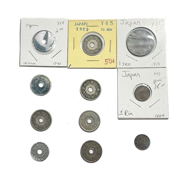 [11 Coins] 1884-1940 Japan Meiji-Showa Coin Lot