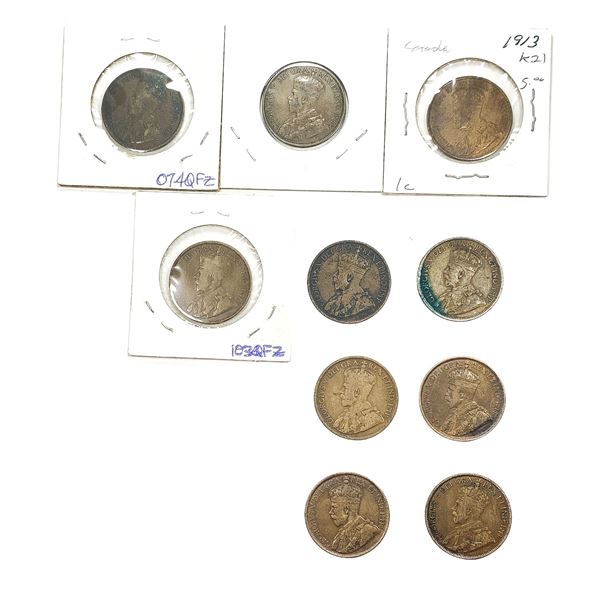 [10 Coins] 1912-1913 Canada Large Cent