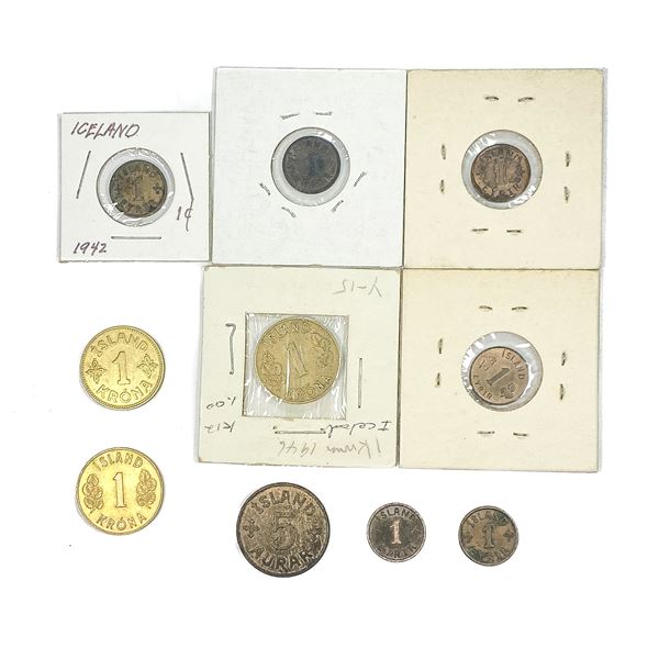 [10 Coins]1940-1946 Iceland Coin Lot
