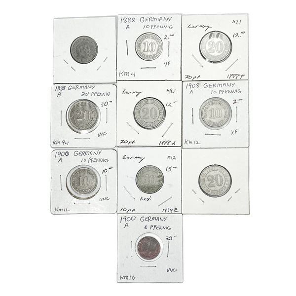 [10 Coins] 1876-190 German Empire Coin Lot