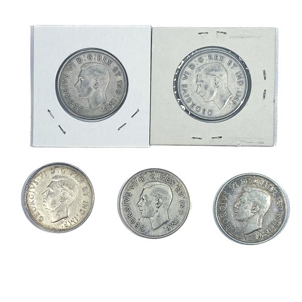 [5 Coins] 1938-1943 Canada Silver 50 Cents HIGH GRADE